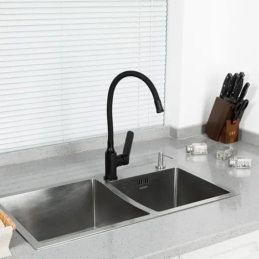 Змішувач для кухні Frap F4462 з гнучким виливом чорний матовий - фото 2