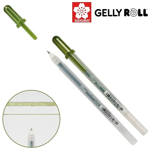 Ручка гелевая Sakura Glaze 3D-Roller Зеленый хаки - фото 2