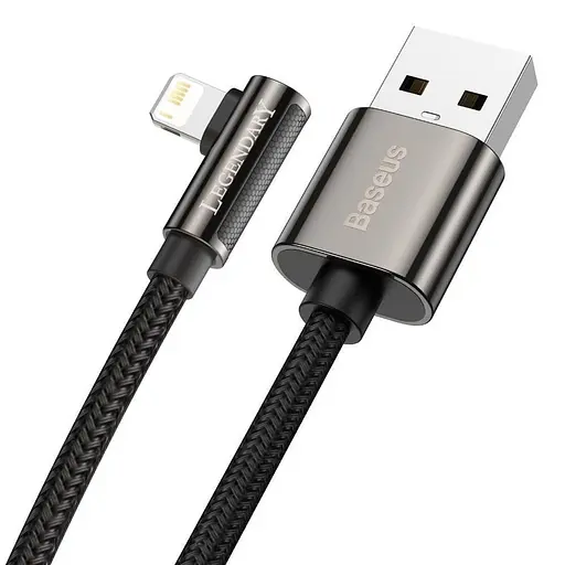 Кабель Baseus Legend Elbow USB - Lightning 1 м CALCS-A01 поворотный коннектор черный - фото 1