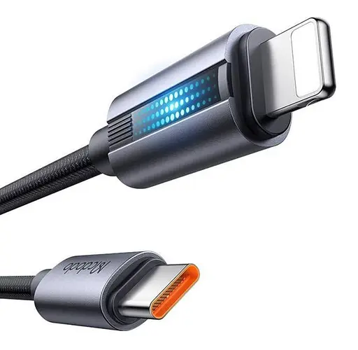 Кабель Mcdodo Type-C to Lightning 36W Cable With Breathing Light 1.2 м Чорний - фото 2