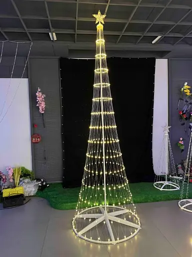 Новогодняя конусная елка светодиодная 180см LED гирлянда 320 лампочек Теплый белый, - фото 3