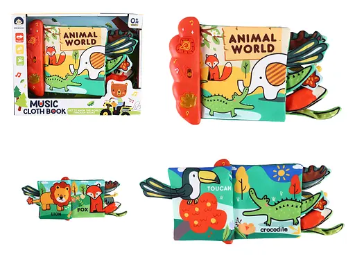Книжка-іграшка для малят "Світ тварин" 18х17х4см, музика, світло, шарудить 988-42