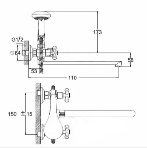 Змішувач для ванни Troya DST3-А827 двовентильний 30412 - фото 2