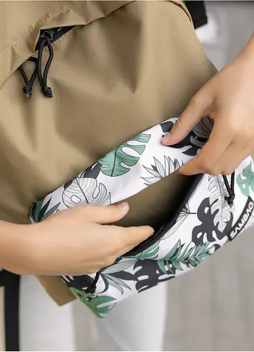 Женский рюкзак Sambag Active песочный тканевый с принтом "monstera" 40 х 33 х 14 см (11811144) - фото 5