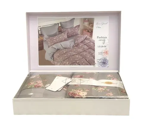 Постельное белье сатин Laura-Grand 17 евро комплект с 4 наволочками Лавандовый с узорами - фото 2