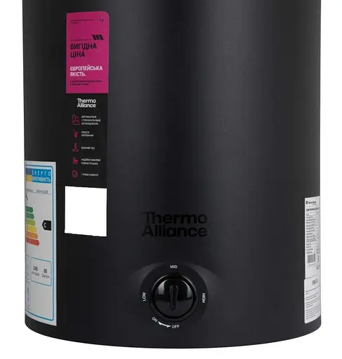 Водонагреватель электрический Thermo Alliance, 1500 Вт, мокрый ТЭН, 50 л универсальный, цилиндрический, черный (D50VH15Q2В) - фото 4