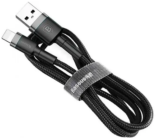 Кабель Baseus cafule Cable USB For lightning 2.4A 1 м Сірий+Чорний - фото 2