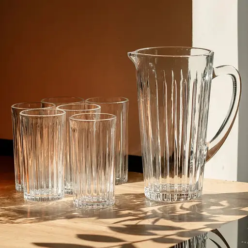 Набор Yiwu кувшин и 6 стаканов из толстого стекла, прозрачный Yiwu HP-19-5. - фото 8