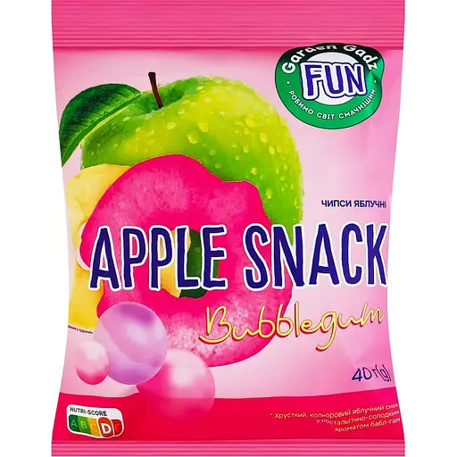 Чипси яблучні Garden Gadz FUN Apple Snack Bubblegum 40 г - фото 1