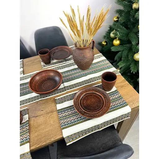 Комплект Рождественский льняной с украинским орнаментом Рандеву Ранер 140х30 см + салфетки 30х40 см 9 шт. - фото 4