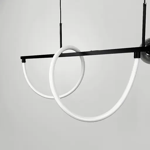 Видовжена чорна люстра з неоном і графітовими плафонами 120 см | Line F | Арт. MJ361-1200 BK - фото 3