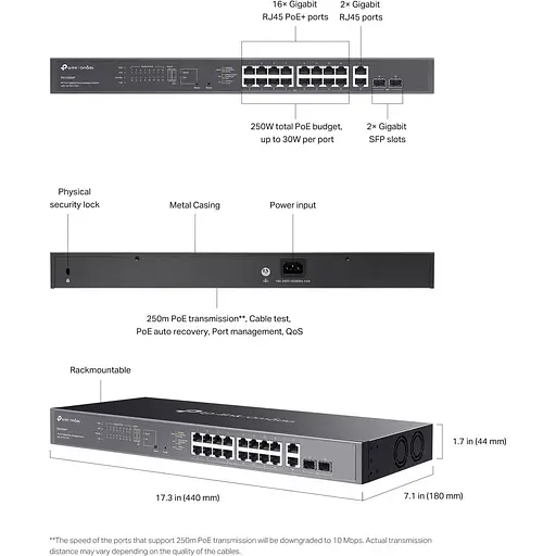 20-портовий гигабитний комутатор, ES220GMP TP-LINK - фото 7