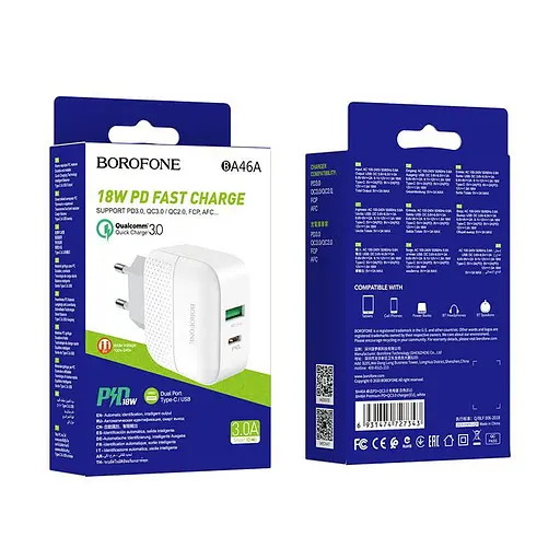 Зарядное устройство блок на 2 порта Borofone BA46A Premium белое - фото 4
