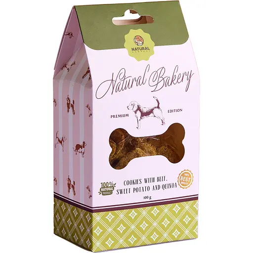 Лакомство для собак Natural печенье с говядиной бататом и киноа 100 г