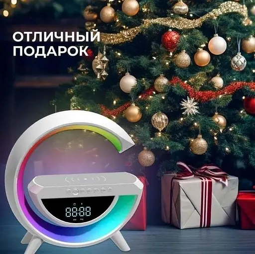 Настольная смарт лампа КP-3431 RGB ночник с колонкой Bluetooth и беспроводной зарядкой - фото 3