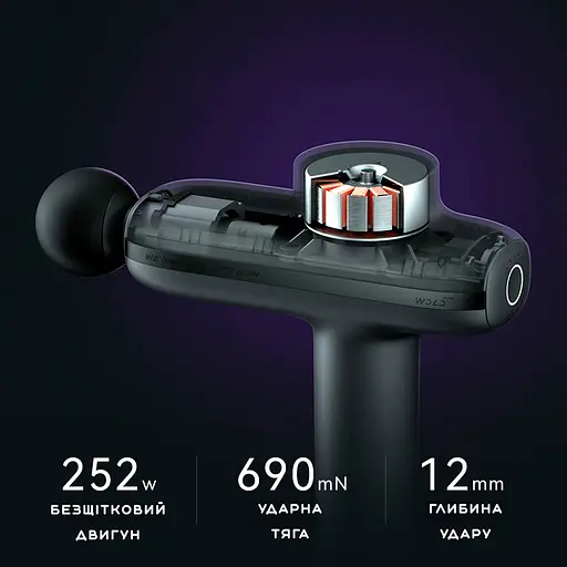 Ударний масажер для тіла Xiaomi Wolonow Massage Gun Pro (FGPRO-55) 8 насадок - фото 5