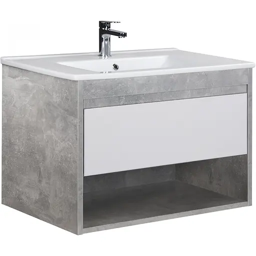 Тумба Мойдодир Oslo 80 Loft з умивальником Su-80 бетон/Білий Сірий - фото 1