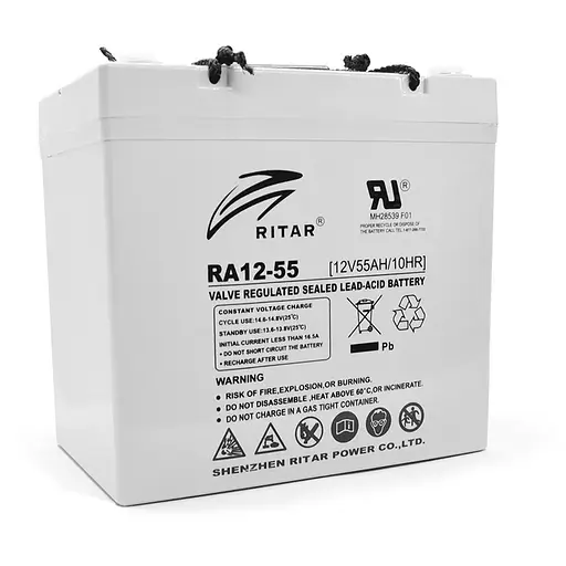 Акумуляторна батарея AGM RITAR RA12-55, Gray Case, 12V 55.0Ah ( 229 x 138 x 211 (216) ) Q1