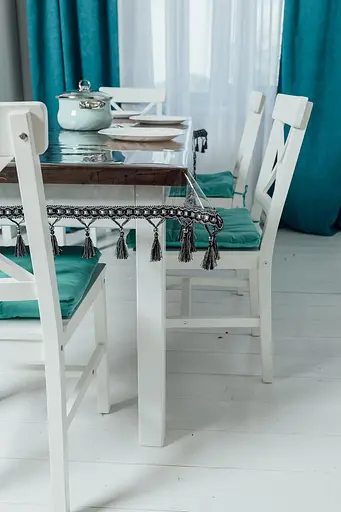 Скатертина силіконова з чорно-сірою бахромою 200х140 см - фото 3