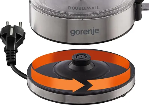 Gorenje Электрочайник 1.7л, 2,200 Вт, strix контроль, стекло, черный - фото 8