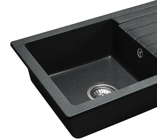 Кухонна мийка гранітна Rea Dag black плямиста ZLE-00112, Чорний - фото 2
