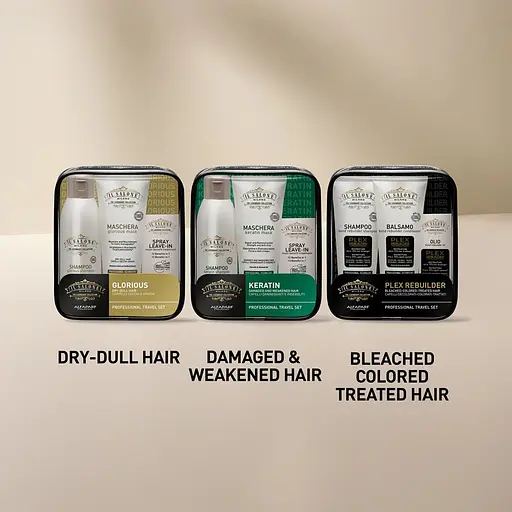 Набор для путешествий Il Salone Keratin: Шампунь 100 мл + Маска для волос 75 ​​мл + Спрей для волос 18 мл + Косметичка - фото 5