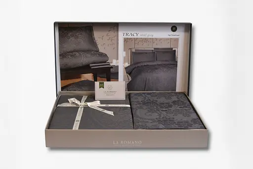 Постельное белье Tracy Steel Grey Сатин Делюкс La Romano pbe0051009 - фото 6