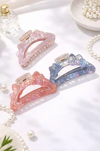 Перламутрові бантики-крабіки Iridescent Coquette Bow 12 шт. - фото 4