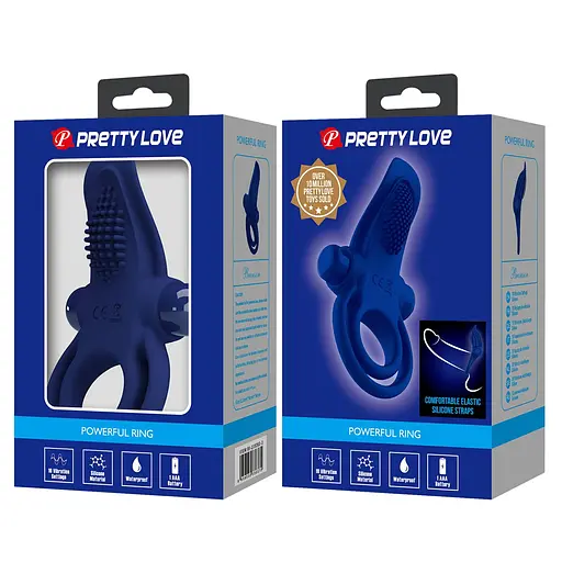Виброкольцо Pretty Love Vibrant Penis Ring 11.3 см синий - фото 9