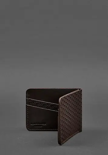 Мужской кожаный портмоне 4.1 (4 кармана) коричневый Карбон - фото 5