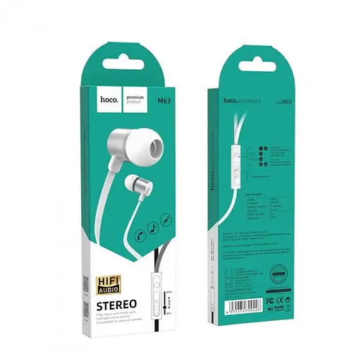Наушники вакуумные Hoco M63 серебристые - фото 4