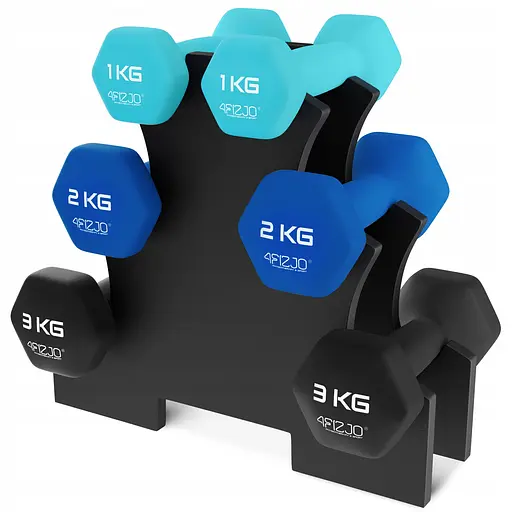 Набор гантелей виниловых 4FIZJO Classic 12 кг со стойкой (P-5905973403238) - фото 1