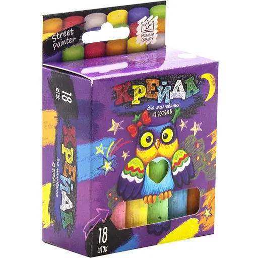 Мел для рисования на асфальте Danko Toys MEL-02-04U 18 шт, тонкий, Укр - фото 1