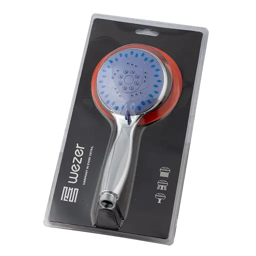 Ручной душ круглый 3 режима, хром/синяя Wezer WKY-46, Хром - фото 2