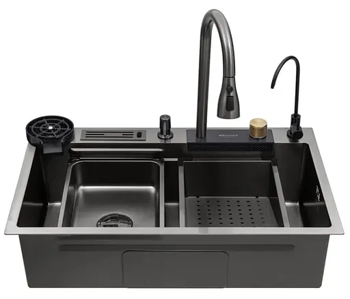 Кухонная мойка Kroner KRP KRP Schwarze - SET7545NB PVD (3.0/0.8 мм) (CV033805) - фото 4