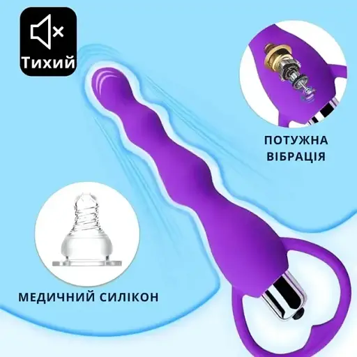 Анальная пробка I’MCUM HeartBeads Силиконовая 10 режимов вибрации Фиолетовая (IM-KGS216) - фото 3