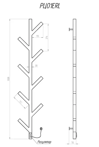 Електрична рушникосушарка Kosser Цедро 1200x255 ERL тайм. білий РЦ01ERLW, Білий матовий, нижнее - фото 4