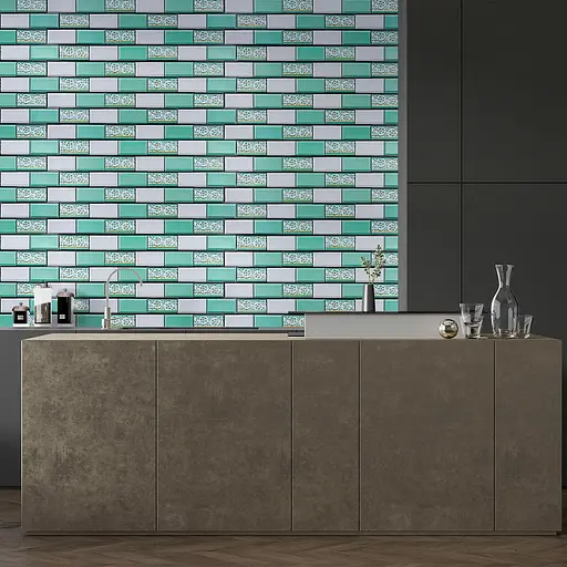 Декоративная панель ПВХ 960х480х4мм Кирпич зеленый орнамент SW-00001429 - фото 7