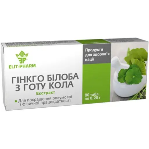 Экстракт Гинкго билоба с Готу кола Elit-Pharm 80 таблеток (0.25 г)