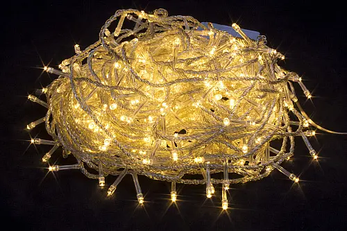 Гірлянда нитка на ялинку Тепло-біла 28 метрів 400 лампочок Laplandia світлодіодна від мережі прозорий провід (ww.01.5Т.400-)