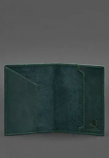 Кожаная обложка для военного билета 7.0 зеленая Crazy Horse - фото 4