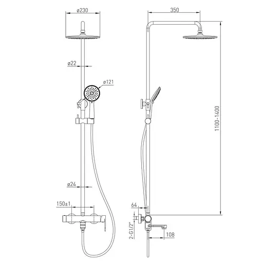 Душова система Volle Cromo Sistema 1580.091201, Хром - фото 2