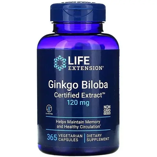 Натуральная добавка Life Extension Ginkgo Biloba Certified Extrac 120 mg, 365 вегакапсул