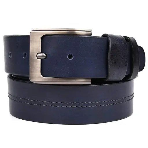 Кожаный ремень LIMARY синий с строчкой 4х120 см acs0032083 - фото 3