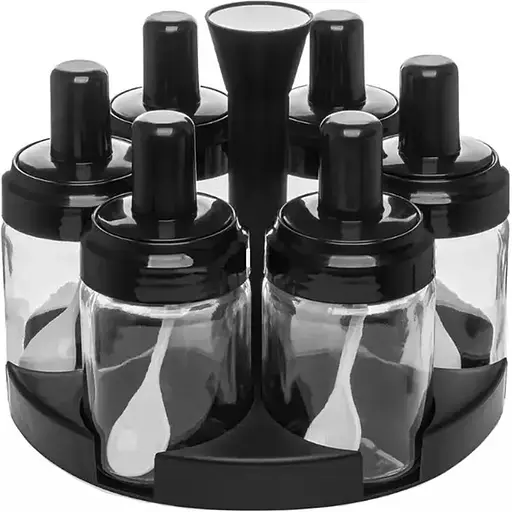Набор для специй на подставке Spice rotating bottles JM-620 6 баночек Черный - фото 1