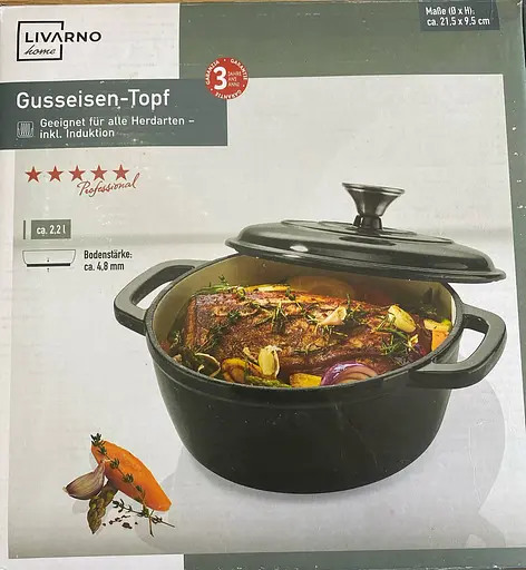 Чавунна каструля казан з крапельною системою Livarno Німеччина, 2,2 л, чорна 21186 - фото 4