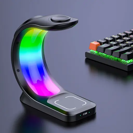 Бездротова док-станція 3в1 T17 3in1 15W+5W+3.5W чорна - фото 2