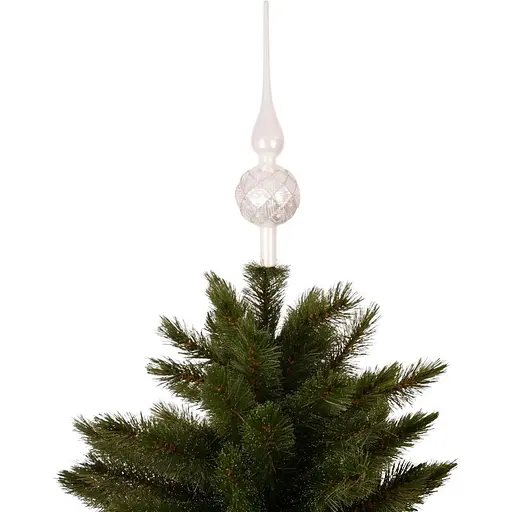 Елочная верхушка Mica Decorations стеклянная глянцевая серебряно-белая 31 см (1180839) - фото 2