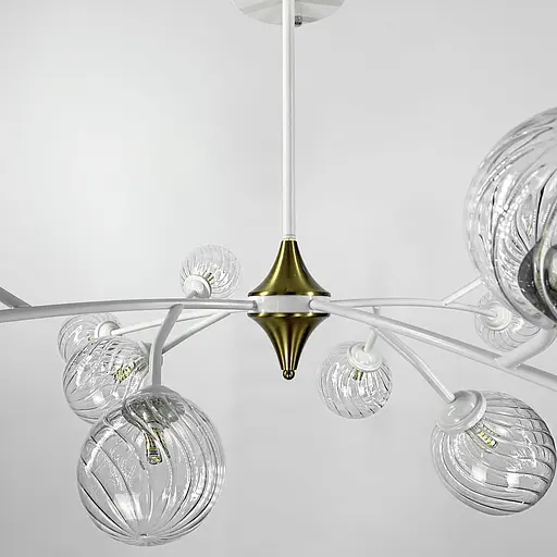 Біла люстра із поворотними гілочками на 12 плафонів Line.F K 21/12 WT+CL new - фото 2