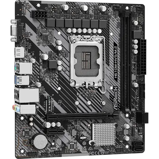 Материнская плата ASRock H610M-HVS/M.2 R2.0 (1700/H610, 2xDDR4, 1xPCIex16, HDMI/VGA, 4xSATAIII, M.2, GLan, 7.1ch, mATX) - фото 2